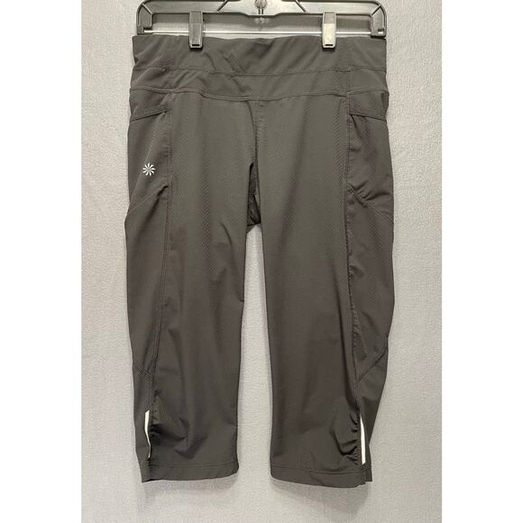 Athleta women's black capri athletic leggings sz m activewear sportswear - Picture 1 of 5